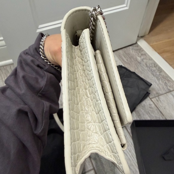 Yves Saint Laurent Ivory Croc-Embossed Mini Sunset Bag - Picture 7 of 9